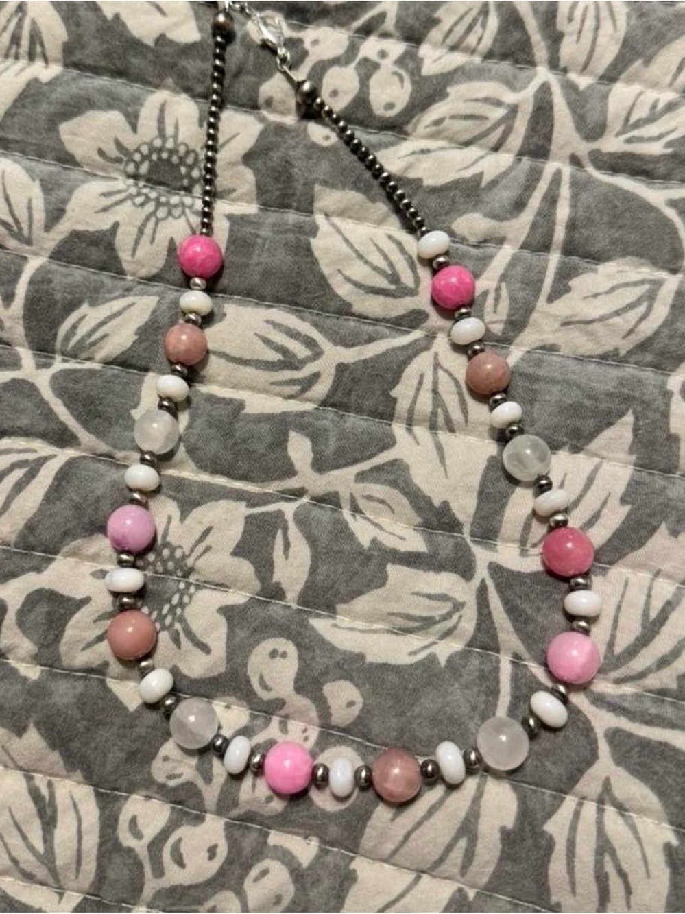 Handmade Pink Beaded Necklace - Women Jewelry